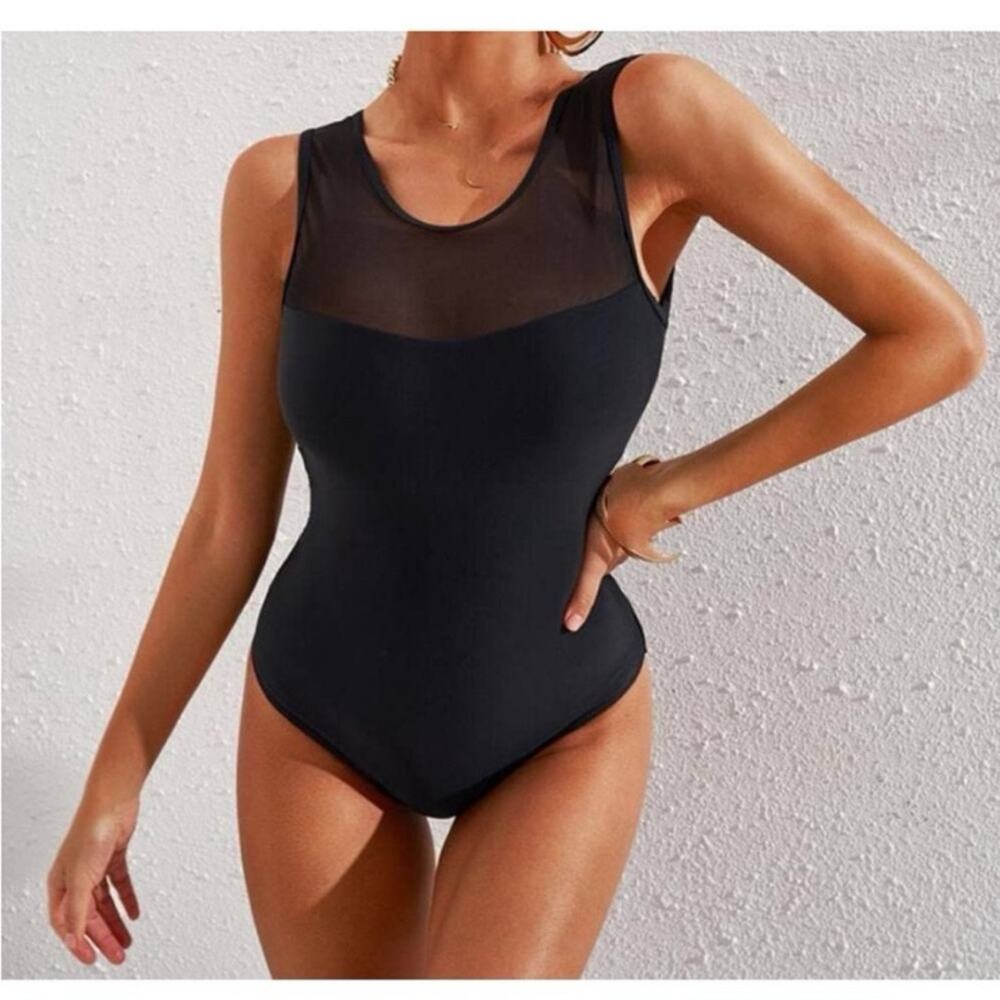 SummerMae Mesh Front Strappy Back One Piece Swimware Medium
